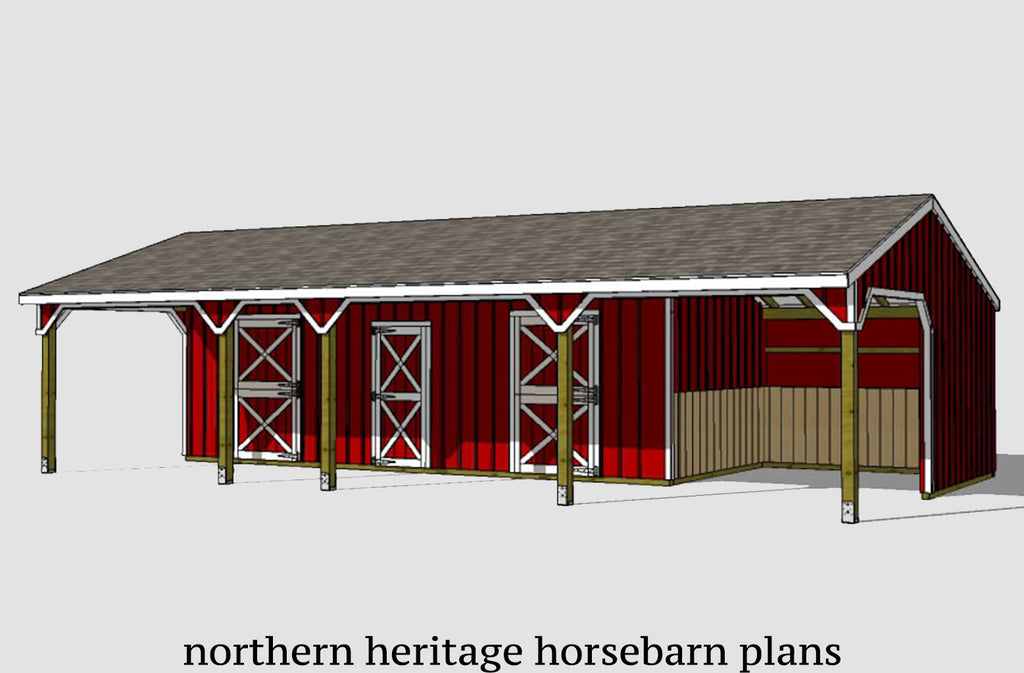 22x42 Horse Barn Plan with added tack room bonus - 1 open stall