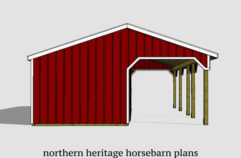 22x42 Horse Barn Plan with added tack room bonus - 1 open stall