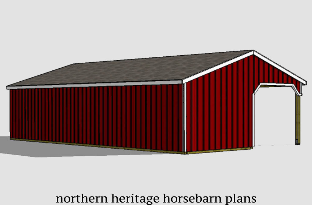 22x42 Horse Barn Plan with added tack room bonus - 1 open stall