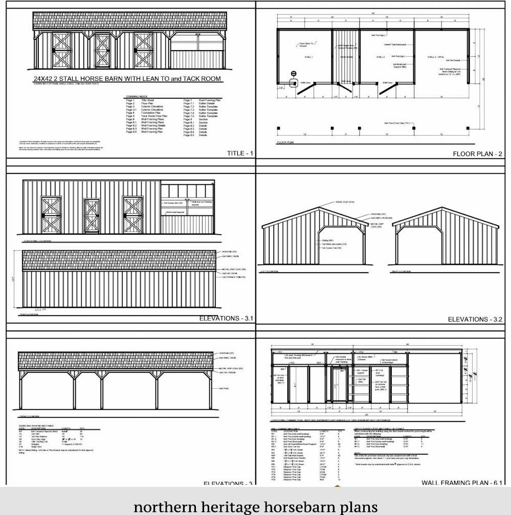 22x42 Horse Barn Plan with added tack room bonus - 1 open stall