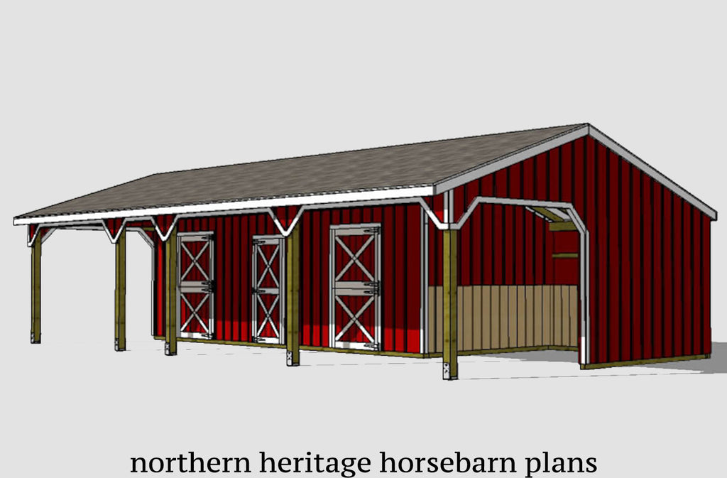 22x42 Horse Barn Plan with added tack room bonus - 1 open stall