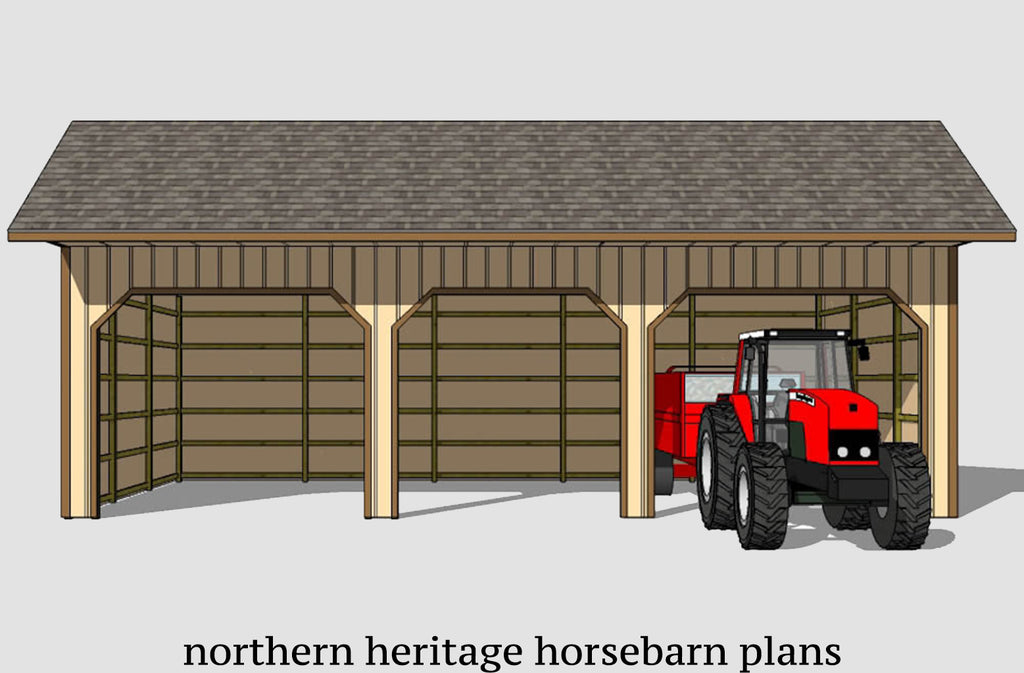 24x40 Run in/loafing Horse Barn Plan