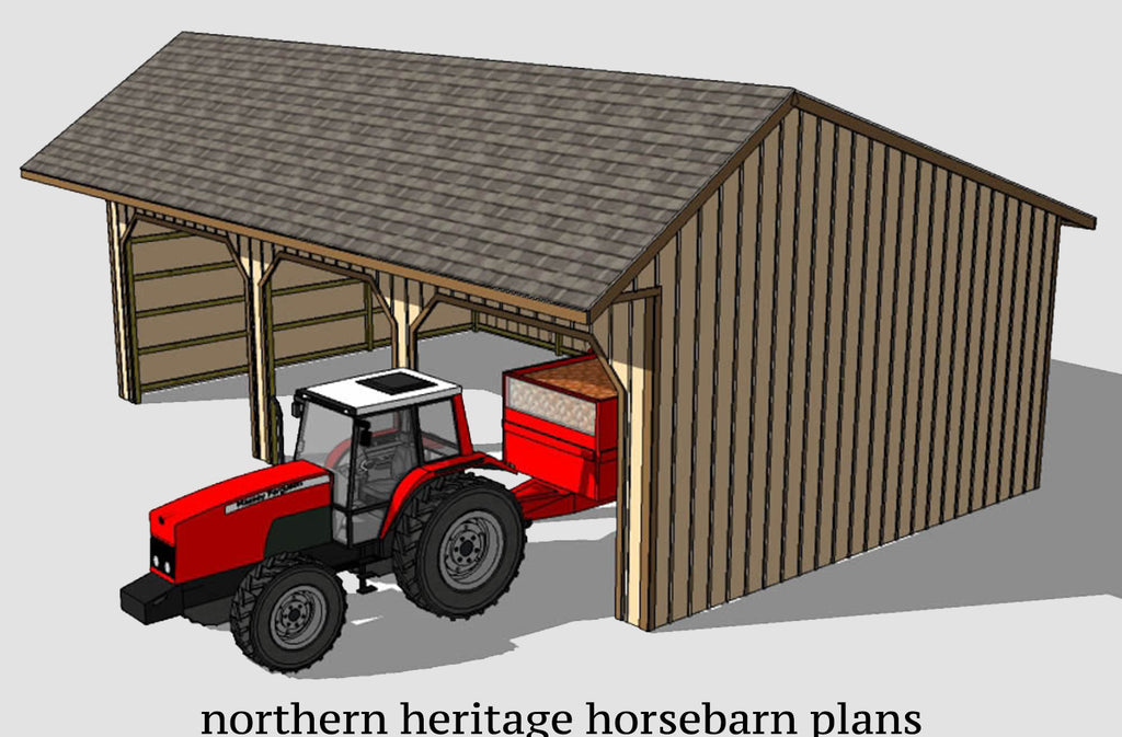 24x40 Run in/loafing Horse Barn Plan