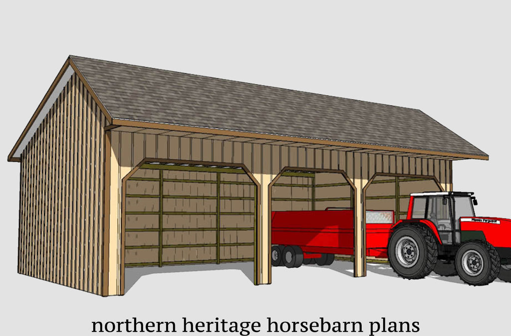 24x40 Run in/loafing Horse Barn Plan