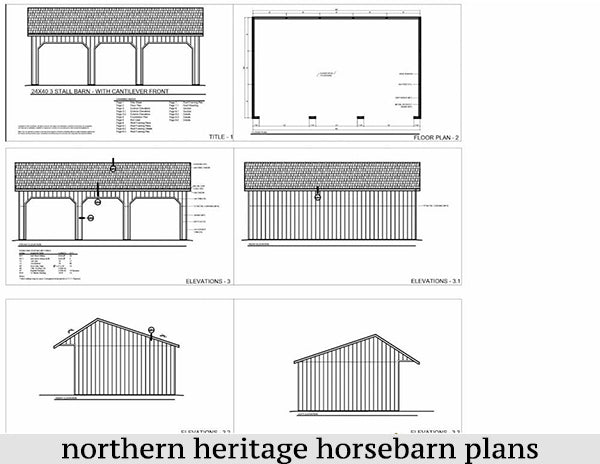 24x40 Run in/loafing Horse Barn Plan