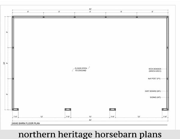 24x40 Run in/loafing Horse Barn Plan