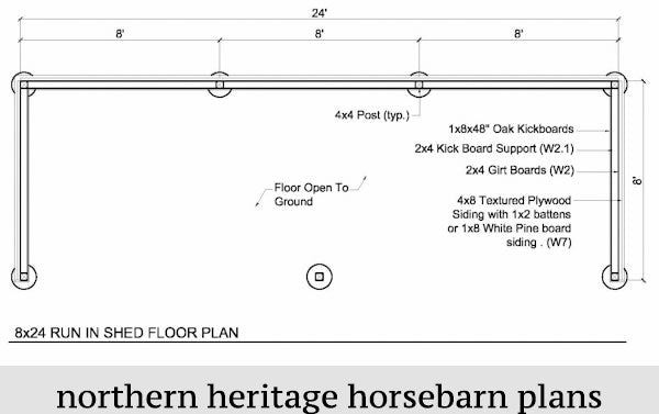8x24 Run in/loafing Barn Plan for small animals